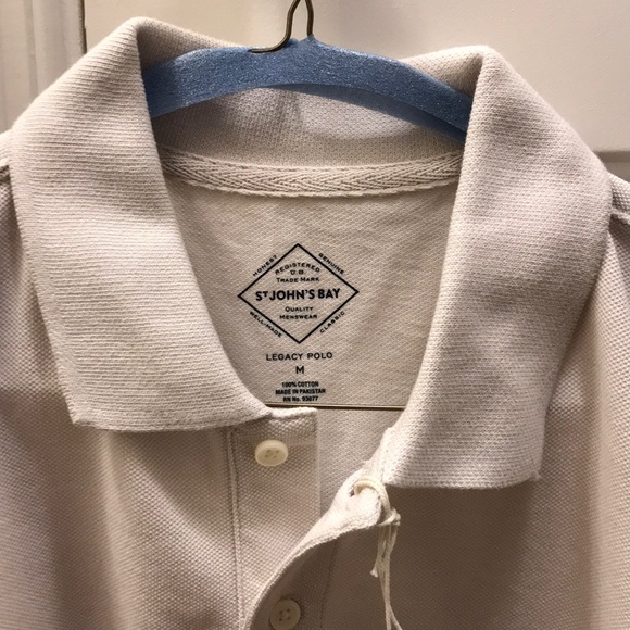 NWT St. John’s Bay M White Men’s Legacy Pique Polo - Picture 3 of 4